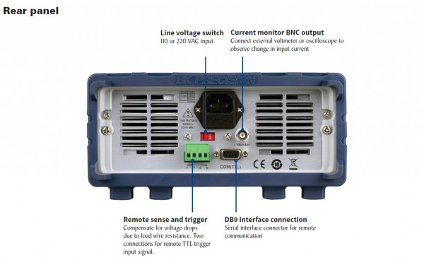 BK 8500B 300 W Programmable DC Electronic Load Rear View