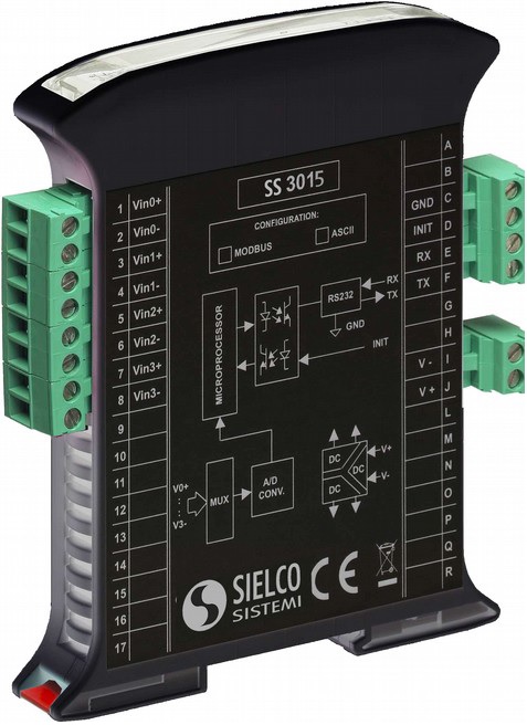 4ch Current - Voltage Modbus RS-485 IO Module SS3015 Series Analog IO Module