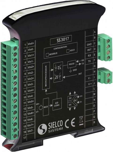 8ch Current - Voltage Modbus RS-485 IO Module SS3017 Series Analog IO Module